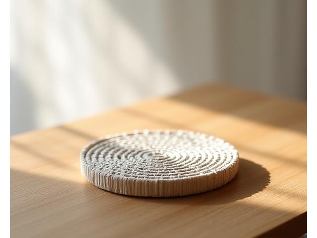 体験者が自分で作った、特徴的な天然繊維のミニタペストリー。